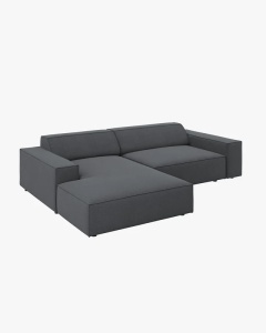 COLTAR PE STANGA JODIE, CU 3 LOCURI, 224X162 CM, ADANCIME SCAUN 62 CM, GRI INCHIS, TAPITAT CU TAPITERIE DIN TEXTIL STRUCTURAT MEGAN, MICADONI - Img 3