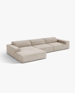 COLTAR PE STANGA JODIE, CU 4 LOCURI, 284X162 CM, ADANCIME SCAUN 62 CM, BEJ INCHIS, TAPITAT CU TAPITERIE DIN TEXTIL CATIFEA BLUVEL, MICADONI - Img 2