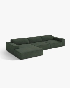 COLTAR PE STANGA JODIE, CU 4 LOCURI, 284X162 CM, ADANCIME SCAUN 62 CM, VERDE MUSCHI, TAPITAT CU TAPITERIE DIN TEXTIL STRUCTURAT LIBERTY, MICADONI - Img 2