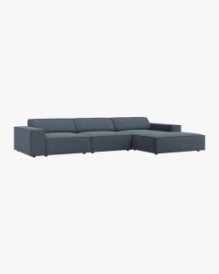 COLTAR PE STANGA JODIE, CU 4 LOCURI, 284X162 CM, ADANCIME SCAUN 62 CM, ALBASTRU, TAPITAT CU TAPITERIE DIN TEXTIL STRUCTURAT MEGAN, MICADONI - Img 2