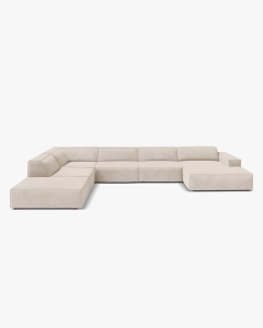 COLTAR PE STANGA JODIE, CU 7 LOCURI, 361X258 CM, ADANCIME SCAUN 62 CM, BEJ, TAPITAT CU TAPITERIE DIN TEXTIL STRUCTURAT LIBERTY, MICADONI