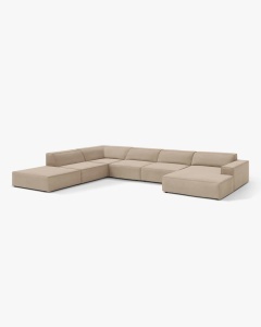 COLTAR PE STANGA JODIE, CU 7 LOCURI, 361X258 CM, ADANCIME SCAUN 62 CM, BEJ, TAPITAT CU TAPITERIE DIN TEXTIL CATIFEA VENUS, MICADONI - Img 2