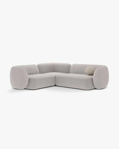 COLTAR PE STANGA, KATE, GRI DESCHIS, 252X220 CM, TAPITAT CU TAPITERIE DIN TEXTIL CATIFEA SALVADOR, MICADONI
