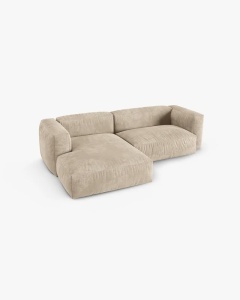 COLTAR PE STANGA MARTINA, 180X176 CM, ADANCIME SCAUN 90 CM, BEJ DESCHIS, TAPITAT CU TAPITERIE DIN TEXTIL CATIFEA VOGUE, MICADONI - Img 3