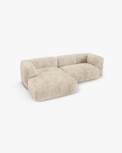 COLTAR PE STANGA MARTINA, 180X176 CM, ADANCIME SCAUN 90 CM, BEJ DESCHIS, TAPITAT CU TAPITERIE DIN TEXTIL CORDOI TILIA, MICADONI - Img 3