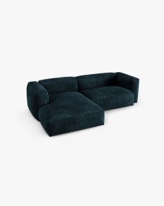 COLTAR PE STANGA MARTINA, 180X176 CM, ADANCIME SCAUN 90 CM, LBASTRU INCHIS, TAPITAT CU TAPITERIE DIN TEXTIL CATIFEA VOGUE, MICADONI - Img 3