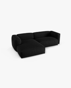 COLTAR PE STANGA MARTINA, 180X176 CM, ADANCIME SCAUN 90 CM, NEGRU, TAPITAT CU TAPITERIE DIN TEXTIL STRUCTURAT BOSTON, MICADONI - Img 3