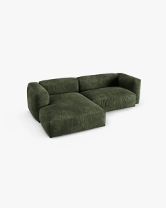 COLTAR PE STANGA MARTINA, 180X176 CM, ADANCIME SCAUN 90 CM, VERDE, TAPITAT CU TAPITERIE DIN TEXTIL CATIFEA VOGUE, MICADONI - Img 3