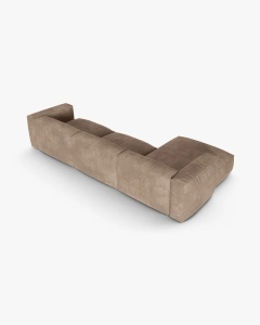 COLTAR PE STANGA MARTINA, 330X176 CM, ADANCIME SCAUN 90 CM, BEJ INCHIS, TAPITAT CU TAPITERIE DIN TEXTIL CATIFEA VOGUE, MICADONI - Img 4