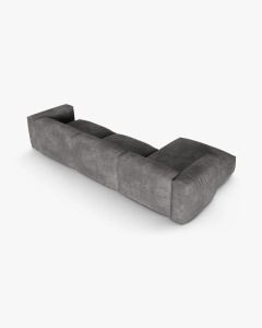 COLTAR PE STANGA MARTINA, 330X176 CM, ADANCIME SCAUN 90 CM, GRI, TAPITAT CU TAPITERIE DIN TEXTIL CATIFEA VOGUE, MICADONI - Img 4