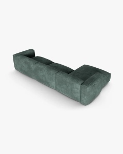 COLTAR PE STANGA MARTINA, 330X176 CM, ADANCIME SCAUN 90 CM, VERDE MUSCHI, TAPITAT CU TAPITERIE DIN TEXTIL CATIFEA VOGUE, MICADONI - Img 4