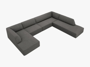 COLTAR RUBY, CU 7 LOCURI, PE DREAPTA, GRI INCHIS, CU TAPITERIE DIN CATIFEA REIATA MATA, MICADONI - Img 4