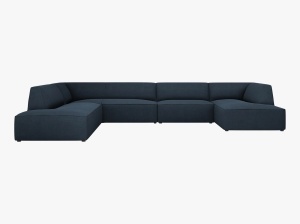 COLTAR RUBY, CU 7 LOCURI, PE STANGA, ALBASTRU MARIN, CU TAPITERIE DIN TEXTIL STRUCTURAT OTTAWA, MICADONI