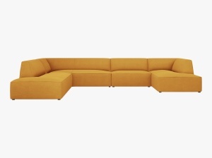 COLTAR RUBY, CU 7 LOCURI, PE STANGA, GALBEN, CU TAPITERIE DIN TEXTIL STRUCTURAT OTTAWA, MICADONI