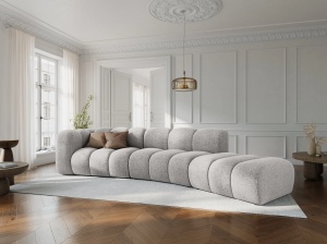COLTAR SEMIROTUND LUPIN, DREAPTA, 5 LOCURI, 335 CM, GRI DESCHIS 06, TAPITERIE CHENILLE, DESIGN DEOSEBIT - Img 1
