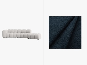 COLTAR SEMIROTUND LUPIN, STANGA/DREAPTA, 5 LOCURI, 335 CM, DIVERSE NUANTE, TAPITERIE BOUCLE, DESIGN DEOSEBIT - Img 6