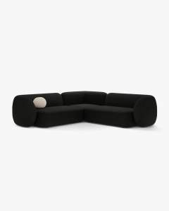 COLTAR SIMETRIC KATE, NEGRU, 252X252 CM, TAPITAT CU TAPITERIE DIN TEXTIL BOUCLE BALLO, MICADONI