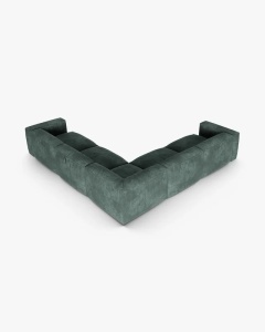 COLTAR SIMETRIC MARTINA, 316X316 CM, ADANCIME SCAUN 76 CM, VERDE MUSCHI, TAPITAT CU TAPITERIE DIN TEXTIL CATIFEA VOGUE, MICADONI - Img 2