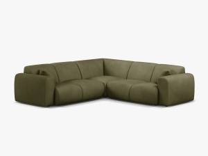 COLTAR SIMETRIC MOLINO, 252 CM, VERDE DESCHIS, CU TAPITERIE DIN TEXTIL CHENILLE REBEL, MICADONI