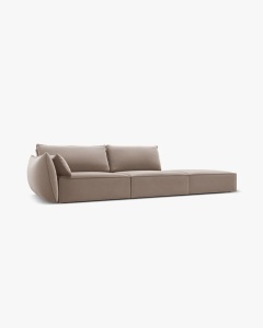 COLTAR SPATIOS SI CONFORTABIL KAELLE, 264 CM, PE DREAPTA, CAPPUCCINO, CU TAPITERIE DIN TEXTIL CATIFEA BLUVEL, MICADONI - Img 2