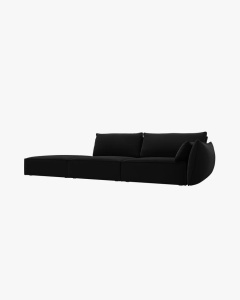 COLTAR SPATIOS SI CONFORTABIL KAELLE, 264 CM, PE STANGA, NEGRU, CU TAPITERIE DIN TEXTIL CATIFEA BLUVEL, MICADONI - Img 2