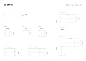 COLTAR STANGA 315CM, JASMIN 6 LOCURI, DIVERSE CULORI, MATERIAL CATIFEA, ARTIM GROUP COLLECTION - Img 8