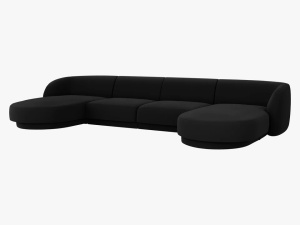 COLTAR SUB FORMA DE U, MILEY, 5 LOCURI, 330 CM, NEGRU 19, TAPITERIE DIN CATIFEA, DESIGN DEOSEBIT - Img 2