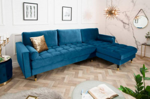 COLTAR SUPER CONFORTABIL 260CM, VELVET II, DIN LEMN SI CATIFEA, ALBASTRU, ARTIM GROUP SELECTION - Img 2