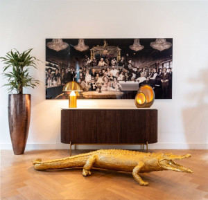 COMODA BARKLEY, 180 CM, ALB/MARO/AURIU ANTICHIZAT, DIN LEMN DE STEJAR, MARMURA SI METAL, RICHMOND INTERIORS - Img 2