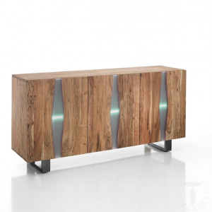 COMODA/BUFET 170CM, ANUBI 3 USI, COD 3861, STIL MODERN, REALIZATA DIN LEMN MASIV SI SUPORT DE METAL - Img 2