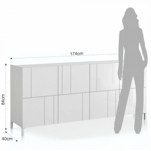 COMODA/BUFET 174CM, EDDY RANDOM, COD 5076, STIL MODERN, REALIZATA PANOURI LAMINATE, USI SEMIGRAFIATE - Img 6