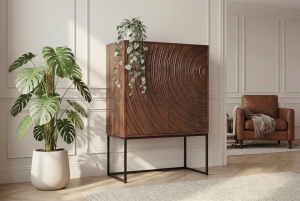 COMODA/DULAP LIVING, ORBIT 120CM, REALIZAT DIN LEMN DE MANGO 3D SI METAL, CULOARE NEAGRA, ARTIM GROUP SELECTION - Img 2