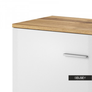 COMODA ELEGANTA LAVOS CU 3 USI DIN PLACI LAMINATE IN DESIGN SCANDINAV DE CULOARE ALBA - Img 3