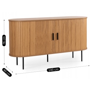 COMODA LIVING 140CM, ARTIM MEBLE, CU 2 USI GLISANTE SI SERTARE, REALIZATA DIN MDF, CULOARE STEJAR, STIL MODERN - Img 7