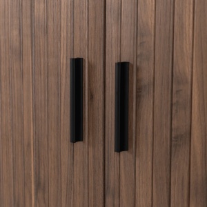 COMODA LIVING 180CM, ARTIM MEBLE, CU 2 USI SI SERTARE, REALIZAT DIN MDF SI METAL, CULOARE NUC, STIL MODERN - Img 7