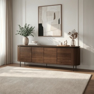 COMODA LIVING 200CM, ARTIM MEBLE, CU 4 USI, REALIZATA DIN MDF, CULOARE NUC, STIL MODERN