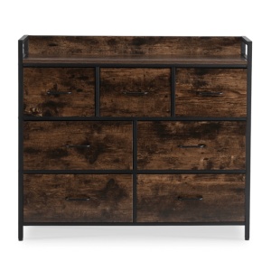 COMODA LIVING 98CM, ARTIM MEBLE, CU SERTARE, REALIZATA DIN METAL SI MDF, CULOARE STEJAR RUSTIC/NEGRU, STIL MODERN - Img 4