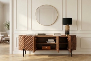 COMODA LIVING, ALDON 160CM, REALIZAT DIN LEMN DE MANGO 3D SI METAL, CULOARE MARO, ARTIM GROUP SELECTION - Img 9