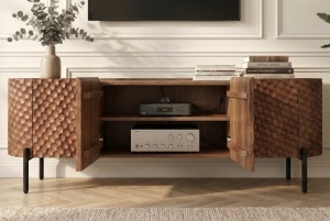 COMODA LIVING, ALDON 200CM, REALIZAT DIN LEMN DE MANGO 3D SI METAL, CULOARE MARO, ARTIM GROUP SELECTION - Img 3