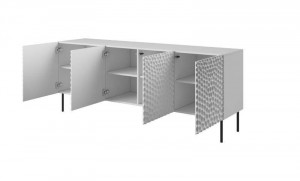 COMODA LIVING, CAMA-HOLE-KOM-190-BI/BI, 190CM, ALB MAT, DIN PLACI LAMINATE SI MDF, DESIGN MODERN - Img 2