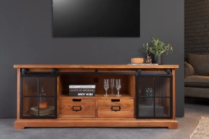 COMODA LIVING, HERITAGE 160CM, LEMN DE SALCAM, METAL SI STICLA, CULOARE NATUR/MARO, ARTIM GROUP SELECTION - Img 6