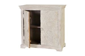 COMODA LIVING PERPIGNAN 90CM, REALIZATA DIN LEMN DE MANGO SI METAL, CULOARE ALB ANTICHIZAT, GINER Y COLOMER - Img 2