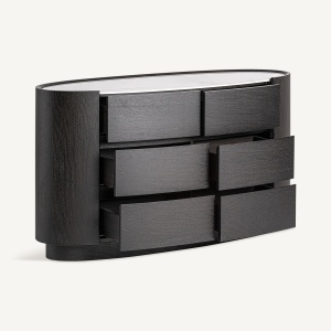 COMODA MODERNA ISOLA 140CM, REALIZATA DIN LEMN, FURNIR DE NUC SI PIATRA SINTERIZATA, CULOARE NUC/MARMURA, REALIZATA MANUAL - Img 2