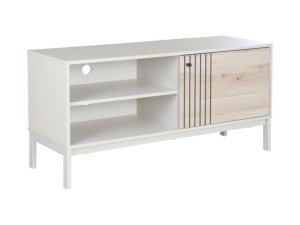 COMODA RTV2 FROST STEJAR ALPIN/ALB ANTICHIZAT, DIN PAL LAMINAT SI METAL, STIL MODERN