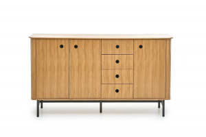 COMODA SMART KM-1, STEJAR NATURAL/NEGRU, 167 CM, DIN MDF FURNIRUIT SI METAL, STIL VINTAGE - Img 4