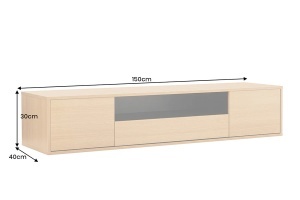 COMODA SUSPENDATA LOFT 150CM, REALIZATA DIN MDF SI FURNIR STEJAR, CULOARE NEGRU/ NATUR, ARTIM GROUP SELECTION - Img 2