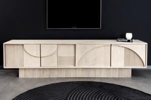 COMODA TV, ART DEKO 200CM, NATUR ANTICHIZAT, DIN LEMN DE MANGO, ARTIM GROUP COLLECTION - Img 2