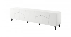 COMODA TV, CAMA-ETNA-RTV-BI/BI 200CM, DIN PLACI LAMINATE SI MDF, ALB MAT, DESIGN MODERN - Img 2