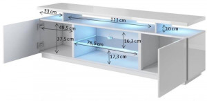 COMODA TV, CAMA-EVA-RTV-BIP/BIP 180CM, DIN PLACI LAMINATE SI MDF, ALB LUCIOS, DESIGN MODERN - Img 2