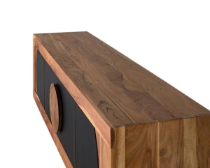 COMODA TV ESSENCE 160CM, REALIZATA DIN LEMN DE SALCAM, CULOARE NATUR/NEGRU, GINER Y COLOMER - Img 5